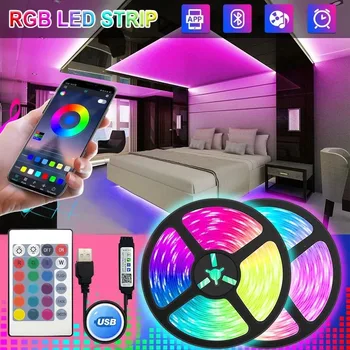 5050 RGB Led Trak Svetlobe, Bluetooth, WiFi 5V USB Glasbe Led Barva Luces Prilagodljiv Trak Diod Trak za TV Ozadja Soba Dekoracijo