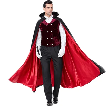 Strašno Vampir Demon Kostum za Odrasle Fantasia Halloween Cosplay Carnival Party Mens Earle Dracula Gothic Vampir Obleko GOR