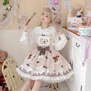2023 Novo Češnja Mleka Pie Lolita Princess Oblačenja Prvotno Resnično Lep Sladkana Zanko Jsk Krilo Svetlobe Lo Krilo Dnevno Spot