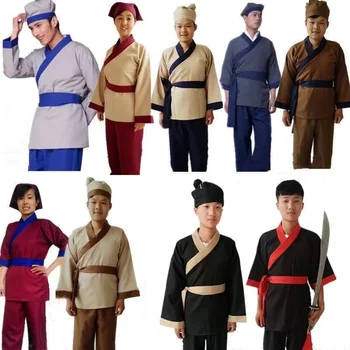 Stari Teahouse Delavcev Oblačila Stari Kitajski Manservant Znanstvenikov Kostum Letnik Moški Ženske Služabnik Čiščenje Cosplay Hanfu Set