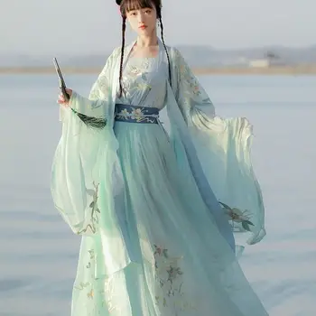 Yourqipao Ženske Tradicionalno Kitajsko Hanfu Kostum Lady Han Dinastije Obleko Vezenje Wei JIN Dinastije Stranka, Show Dance Oblačila