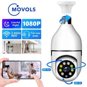 Movols WiFi Žarnica Fotoaparat E27 Video Nadzor, Doma Notranjo Varnost Baby Monitor IP Barve Night Vision AI Auto ljudmi