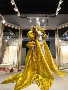 Zlato Bikini Plašč obleke Pevka rojstni dan Festivala Večerne Obleke Ples Queen luksuzni slaven Kostum
