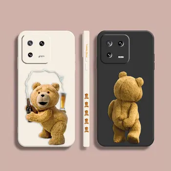 Telefon Primeru Za Xiaomi POCO F3 F4 F5 M2 M3 M4 M5 X2 X3 X4 X5 GT Pro 4G 5G Capa Preprost Tekoče Silikona Primeru Srčkan T-medvedek