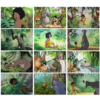300/500/1000 Kos Classcial Disney Filmov Jigsaw Uganke za Otroke, Jungle Book Papir Puzzle starši-Otrok, Interaktivne Igrače