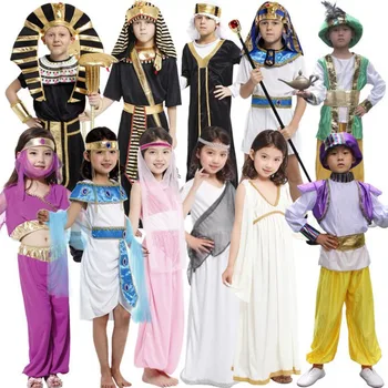 Cosplay otrok ličila žogo, moški in ženske, stari Egipčanski grški, Arabski princ princesa nacionalne uspešnosti oblačila