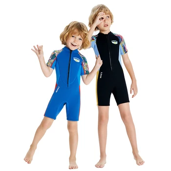 Otroci mokra Obleka za Fante Shorty 2,5 mm Toddlers Mladi Neoprenske Sprednji Zip Enem Kosu Otrok Toplotne Mokre Obleke za Potapljanje, Snorkeling