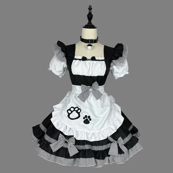 Lolita Cat Dekle Klasične Devica Cosplay Kostume Plus Velikost Predpasnik Devica Obleke Anime Črno Belo Roza Luštna Punca Stranka Obleko