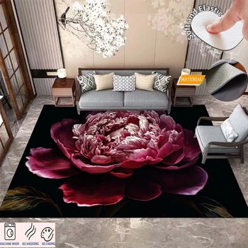 3D Realistična Cvetno Preprogo za Dnevna Soba Dekoracijo 200x300 Veliko Območje Odeje Moderna Spalnica Dekor Anti Slip predpražnike Stroj