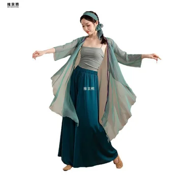 Plesno Obleko Klasični Ples Dolgo Zelena Kača Telo Rima Preja Usposabljanja V Vsakdanji Praksi Ohlapno Obleko, Ki Teče Gaze, Kitajski Ples