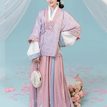 Hanfu Obleka Ženske Ming Dinastija Nositi Pol-sleeved Pas-dolžina 3pcs Kitajski Stil Dnevne Stari Kostum Pomlad Aautumn Hanfu