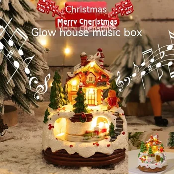 Led Osvetljeno Božično Stavb Hiši Božič Vasi Električni Music Box Božični Vasi Glasbenih Hiš Dekor Božično Darilo