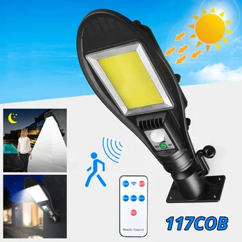 Solarno Polnjenje Street Light LED Daljinski upravljalnik Steno 117COB IP65 Vodotesen Človeško Zaznavanje Pokrajine v Cestnem prometu ing Dvorišču