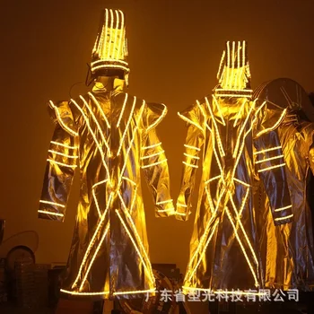 LED Tron Ples Nositi Dolgo Rokavi Jakno Stranka sveti Fazi Kostum Moških Gogo Obleko Astronavt Stražar Cosplay Fancy Pokazal Nositi