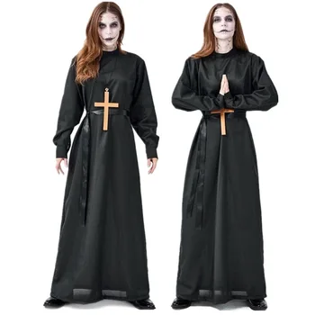 Halloween Cosplay Black Nuna Kostum Teror Vampir Verske Sestra Stranka Prikriti Žensko Modno Za Odrasle Kostum