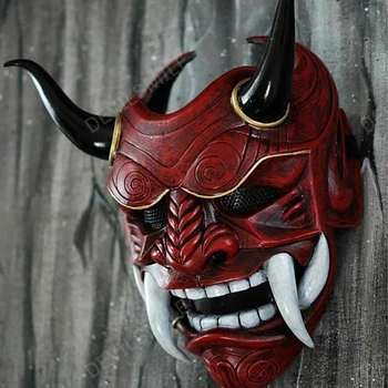 Duh Samurajev Duha Obraz Fangs Latex Masko Halloween Carnival Stranka Obleko Gor Darilo Za Rojstni Dan Groze, Japonska Bojo Demon Maska Iz Lateksa