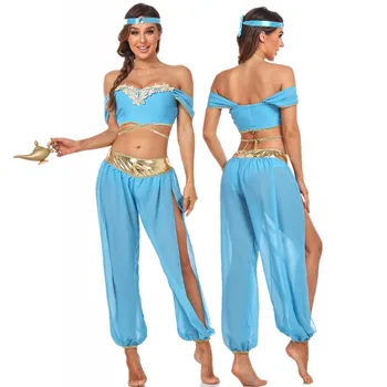 Halloween Kostumi za Ženske Aladin in Čarobno Svetilko Kostum Fantasia Adulto Cosplay Princesa Jasmina Oblačila