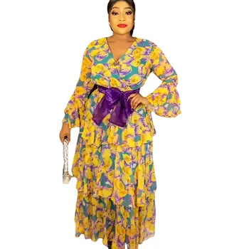 Dolgo Afriške Obleka Ženske Čipke Visok Pas, Haljo Afriki Oblačila 2023 Poletje Novo Dashiki Bazin Riche Afriške Maxi Obleko Vestido