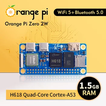 Oranžna Pi Nič 2 W 1,5 GB RAM-a DDR4 Mini PC Allwinner H618 Oranžna Pi Nič 2W WiFi Bluetooth BLE SBC En potovalni Računalnik Zero2W
