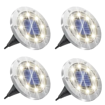 4Pcs Tleh Luči Enhanced Sončna Tla, Luči, 8 LED Pogon Nepremočljiva Disk Luči Za Vrt, Trajne Enostavno Namestite