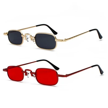 2 Kos Retro Punk Očala Jasno Kvadratnih Sončna Očala Ženski Retro Sončna Očala Moških Kovinski Okvir, Črna, Siva + Gold & Rdeča