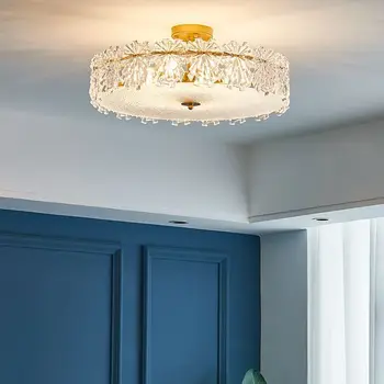 Novi francoski stil spalnico LED stropne luči sodobne minimalistične pearl stekla romantično poroko spalnica svetlobna telesa