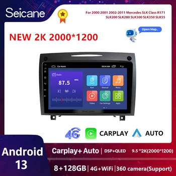 Seicane 9 Inch Android 13 avtoradio, Predvajalnik za BENZ SLK 2004-2012 navigacijski sistem GPS HD zaslon na Dotik 2din dvd