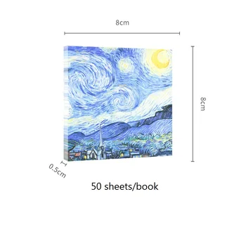 50 Listov/knjiga Svetovno Znane Slikarske Serije Opomba Papir Van Gogh Dela lepljiv Opomba Papir Memo Tiskovine Dekoracijo Zvezek
