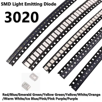 (100 kozarcev) 3020 SMD LED rumena/modra/zelena/bela/oranžna/vijola/roza/rdeča luč, visoko svetlost light-emitting diode žarnice kroglice