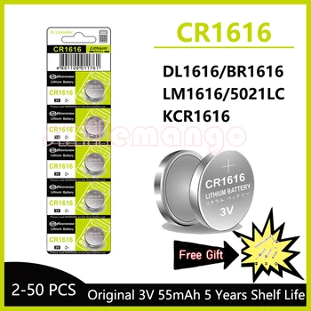 Novo 3V 50mAh CR1616 visoke kakovosti gumb baterija CR 1616 DL1616 BR1616 5021LC LM1616 gledati avto daljinski upravljalnik za litijeve baterije