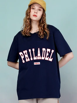 Philadel Phia Ameriki JE Peto Največje Mesto v Ženski Tshirts Prevelike Majice Bombaž Vrhovi Hip Hop Street Fashion Majice s kratkimi rokavi Ženske