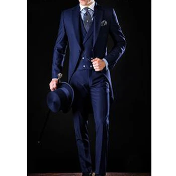 Italijanski Tuxedos Moške Obleke Nov Dizajn Za Poroko, Maturantski ples 3 Kosov (Suknjič+Hlače+Telovnik) Elegantno Terno Moških Obleko Nastavite Groomsmen Ženina