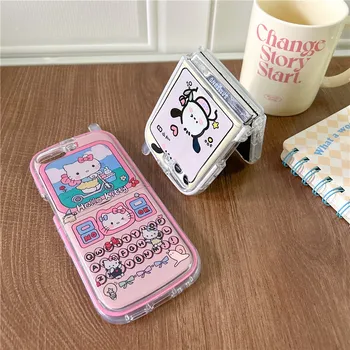 3D Srčkan Sanrio Kitty Pochacco Retro Klasična Primeru Telefon Za Samsung Galaxy Ž Flip5 5G Flip 5 4 3 Trde Plastike Silikonski Pokrov Nazaj