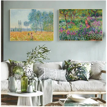 Claude Monet Topoli Makova Polja Krajine Impresionizem Oljna slika na Platnu Plakatov in Fotografij Stenske Slike za dnevno Sobo