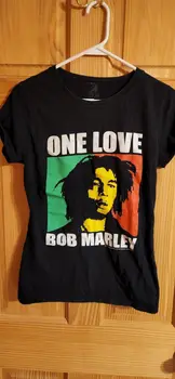 Bob Marley Ena Ljubezen Black Graphic T-Shirt ~ Velika Velikost ~ Okoliřu Rootswear Retro