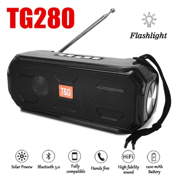 TG280 Sončne Energije Brezžični Zvočnik TWS Prenosni Bluetooth Zvočnik Svetilka na Prostem Dvojni Bas TF FM Radio, Predvajalnik Glasbe Predvajalnik