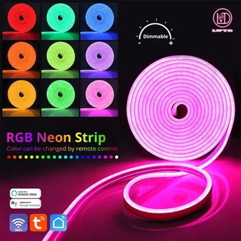 RGBIC LED Neon Luči Trakovi DIY 12V 5050 5M Trak Tuya Smart WiFi Bluetooth APP Nadzor Notranjo Dekoracijo Lučka TV Polarizirani Svetlobi