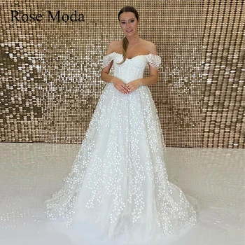 Rose Moda Off Ramenski 3D Čipke Poročne Obleke Pastrol Cilj Poročne Obleke po Meri, Da
