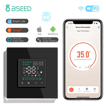 BSEED Wifi Električni Plinski Kotel Vode Termostati LED Touch Smart Talne Ogrevanje Temperaturni Regulator Tuya Smart Življenje Alexa App