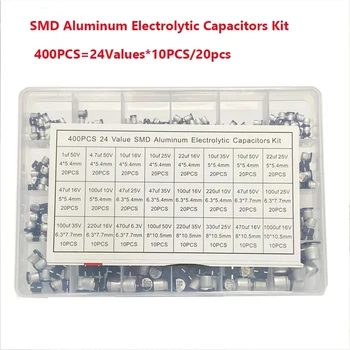 Aluminij elektrolitski kondenzator SMD razvrstitev kit 400Pcs 24V SMD 1uF~1000uF 6.3 PROTI-50V 24 vrednot polje