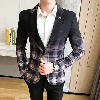 Visoka Kakovost Blazer Moški korejski Edition Trend Eleganten Modni Preprost Stranka Show Business Casual, Gospod Slim Suknjič