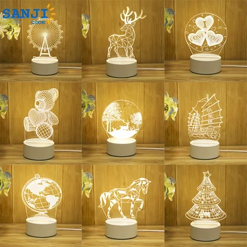 SanjiCook 3D Lučka Akril LED Nočne Luči Dinozaver Medved in Jelen Ljubezen Noč Luč Za Poroke, Božič, Rojstni dan Dekoracijo