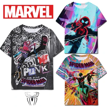 Novo Čudo Otroci 3D Natisnjeni T-Shirt Kratek Rokav Spider-Man Po Vesolju T-Shirt Poletje Risanka Kratek Rokav Obleke Vrhovi