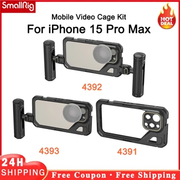 SmallRig Mobilni Video Kit (Dvojno Ročno) za iPhone 15 Pro Max 4392,(En Ročni) 4393,Mobilni Video Kletko 4391