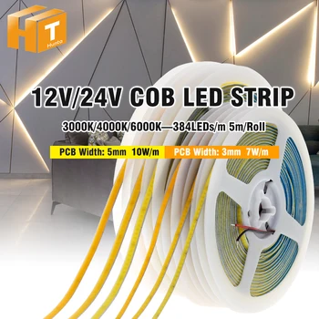 COB LED Trakovi, Visoko Svetlost 12V 24V 3000K 4000K 6000K 384LEDs/m Visoko Prilagodljivo LED Luči