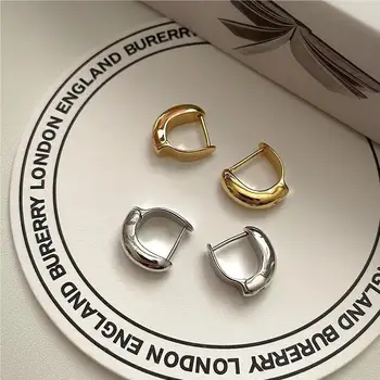 SHANICE Minimalističen S925 sterling srebro Geometrijske Hoop Uhan za Žensko Trendy Krog C Oblikovan Izjavo Uhani brincos