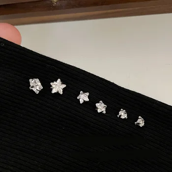 4/5/6 mm Pentagram Star Cirkon Stud Uhani Osebnost Mala Kristalna Zvezda Mini Uhan Shinning Piercing Uhan Ženske, Nakit