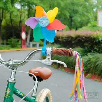 Otrok Izposoja Vetrnica Risanka Pisane Tricikel Pinwheel Pole Skuter z Rese Dekorativni Dodatki za Fante Dekle Bike