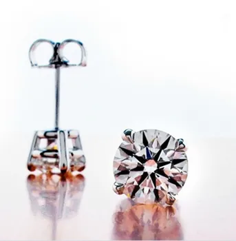 Test Pozitiven Garancija Pravi Test 1+1 Karat 6,5 mm D Barvo Moissanite Stud Diamant Uhani Platinum 950 Uhan
