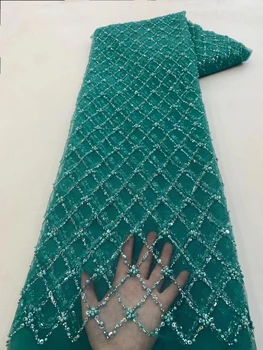 Afriške Sequins Čipke Tkanine 2023 5 Metrov Visoke Kakovosti Francoski Nigerijski Ženina Čipke Tkanine Za Šivanje Obleko Poročno Zabavo